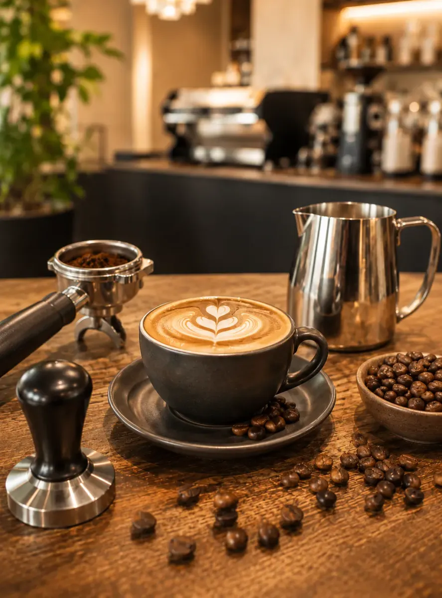 Siebträgermaschine hinter der Theke des Kaffeehaus K3